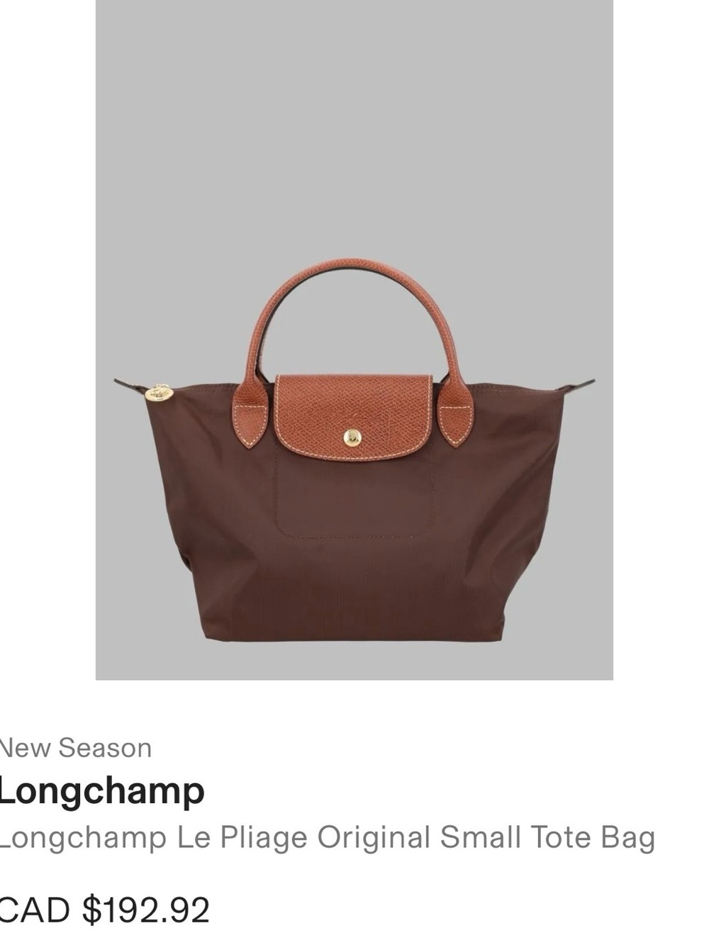 Longchamp Small Tote in Brown with Tan Trim